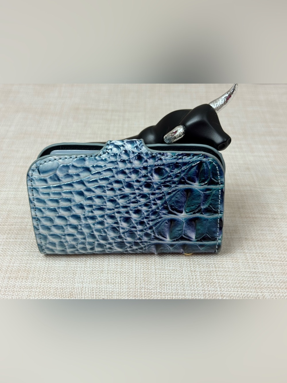 Blue Embossed Animal card holder